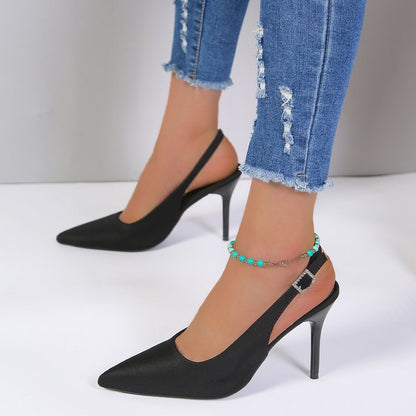 Summer High Heels Buckle Sandals: Women's Stiletto Pointed-Toe