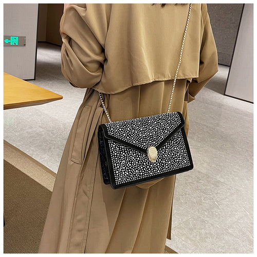 Boutique Diamond-Encrusted Crossbody Bag: Elegant Small Fragrance Women's Bag