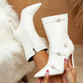 Winter Pointed Toe Stiletto Heel Mid Boots: Women's New Fashion