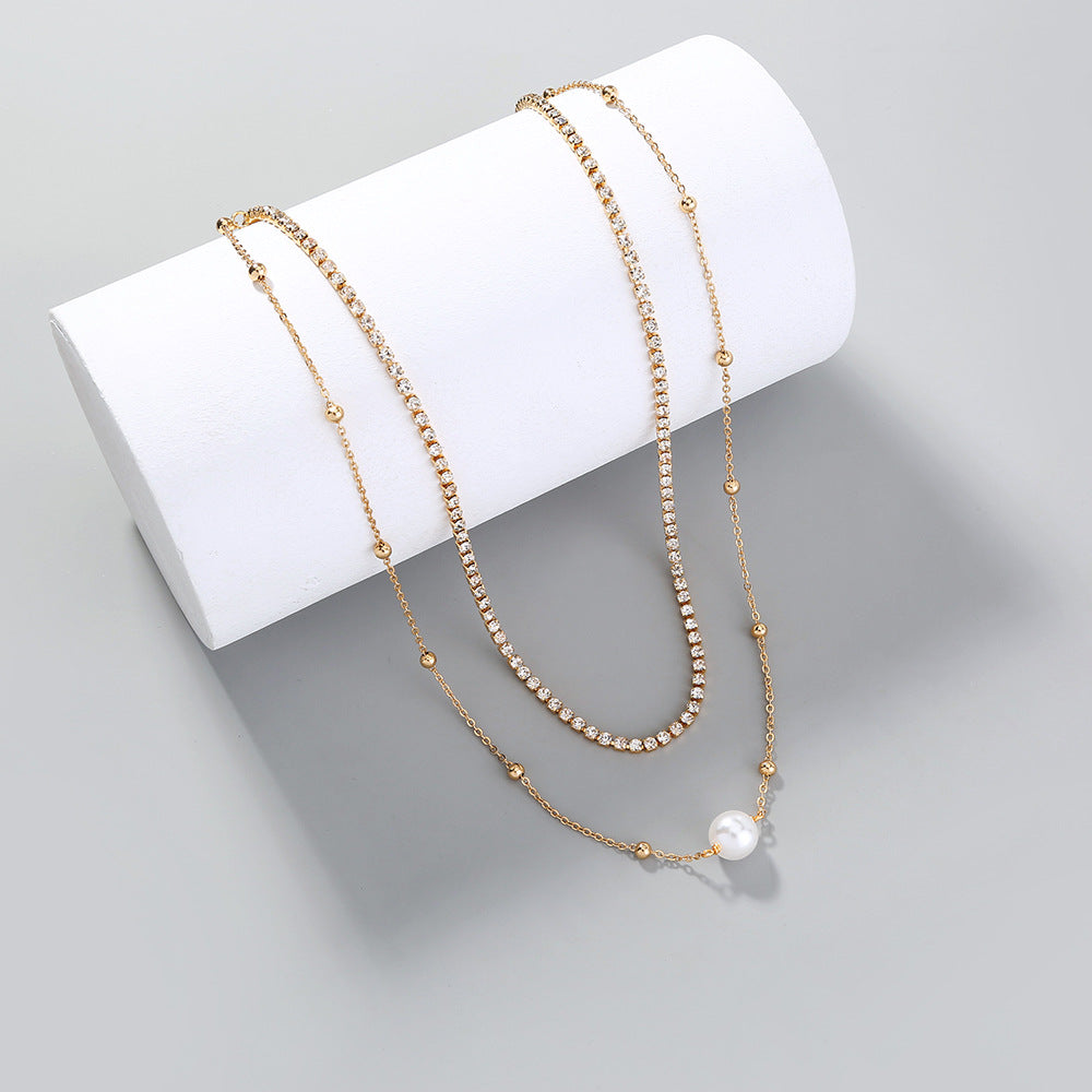 Celestial Sparkle Multi-Layer Pearl Elegance Necklace
