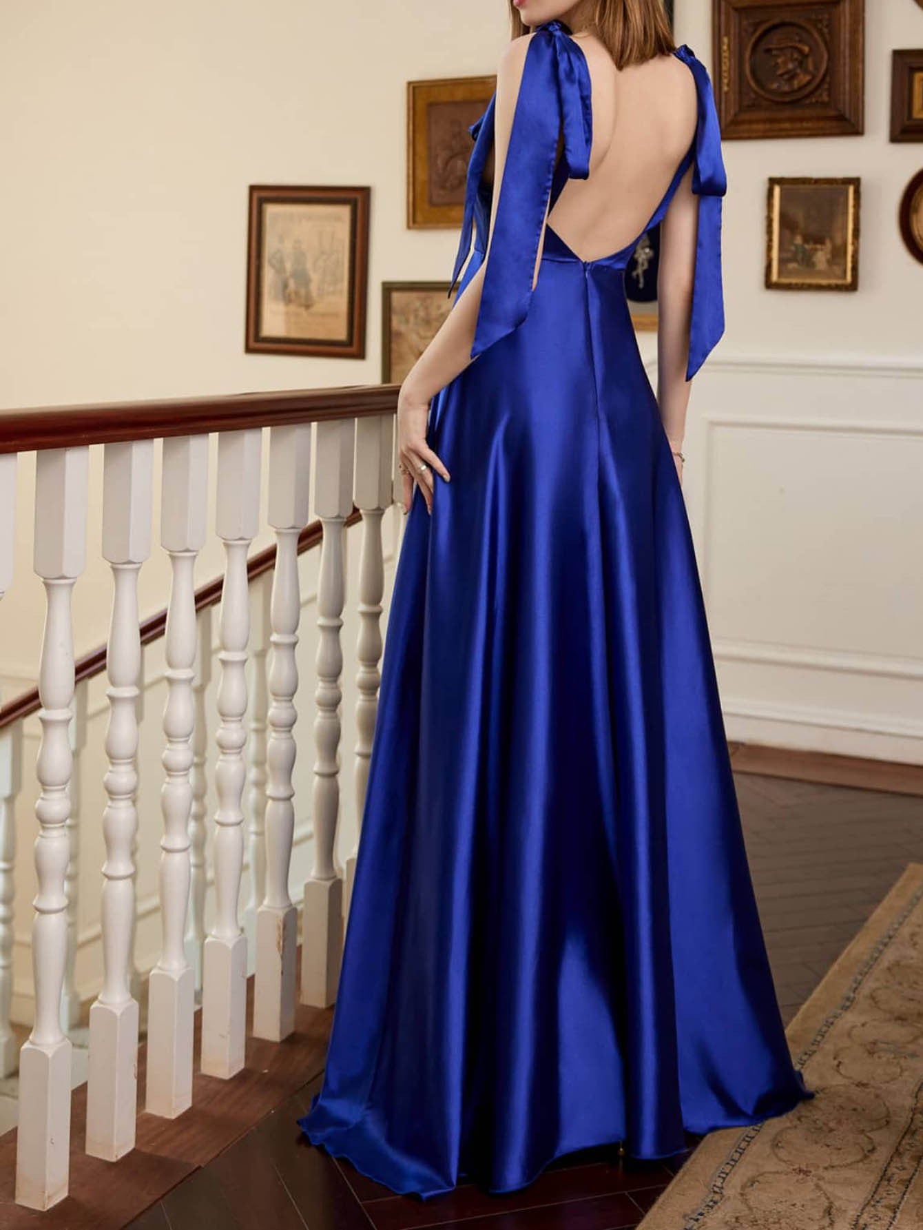 Plus-Size Solid Color Sleeveless Suspender Dress with Long Skirt
