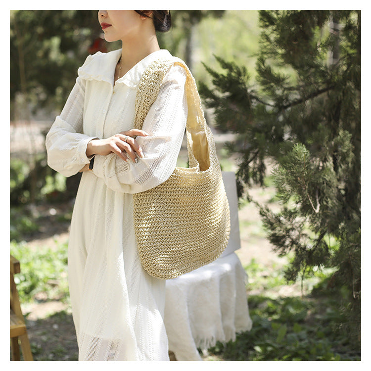 Wind Grass Woven Tote Bags: Stylish Armpit Bags for Women