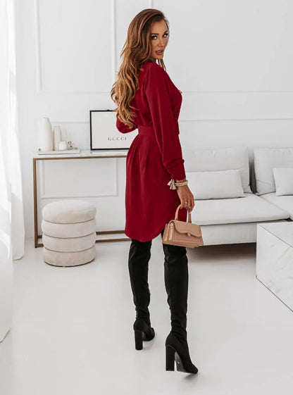 Elegant Slim Fit Long Sleeve Dress: Fall/Winter Style