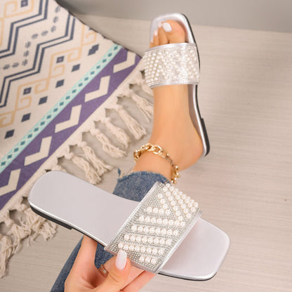 Pearl Straight Flat Slippers: Women's Plus Size Footwear